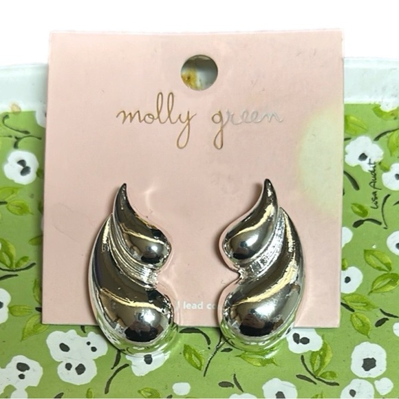 Molly Green Chunky Teardrop Silver Earrings - Picture 1 of 1